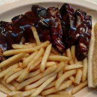 Rib Tips Dinner · 1 LB. of Charbroiled BBQ Rib Tips served with french fries, garlic bread,  and drink included.