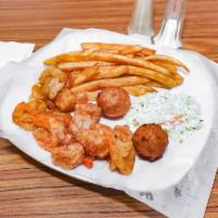 Shrimp Basket  · Served with fries, slaw and hush puppies.