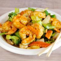 5. Black Pepper Shrimp · Jumbo shrimp sauteed with broccoli, snow pea, onion and black mushrooms.
