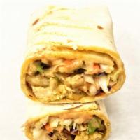 Chicken Shawarma · Diced chicken breast with cabbage mix with some ketchup mix tightly rolled in a flour tortil...