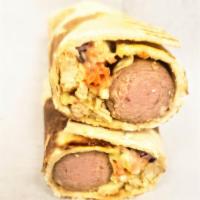 Chicken and Sausage · Diced chicken breast and 100% beef sausage with cabbage mix with some ketchup mix tightly ro...