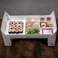 Four Cutroll + Sashimi Box · 16 Piece Cutroll - Tuna, Albacore, Salmon, Shrimp Tempura, 2 piece Yellowtail Serrano Sashim...