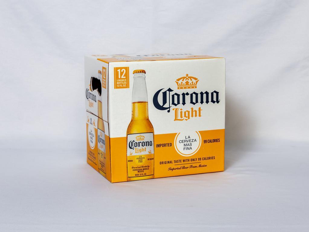 12 Pack of Bottled Corona Light Beer · Must be 21 to purchase. 12 oz. 4.1% ABV. 