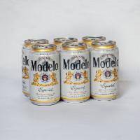  6 Pack of Canned Modelo Especial Beer · Must be 21 to purchase. 12 oz. 4.4% ABV. 