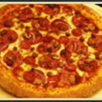 The Sicilian Pizza · Classic red pizza sauce with salami, pepperoni and spicy Italian sausage complemented with f...
