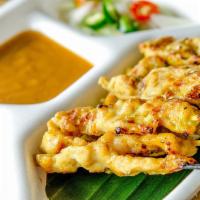 5. Satay Chicken · Grill marinated chicken served with peanut sauce and cucumber salad