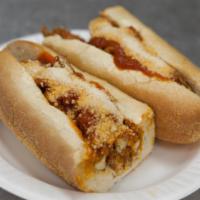 Chicken Parm Sub · Provolone cheese, chicken, homemade sauce and Parmesan cheese.