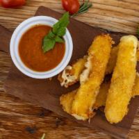 Mozzarella sticks · Golden crispy mozzarella sticks served with our pomodoro sauce. Palitos de mozzarella dorado...