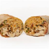 Baja Fish Burrito · Crispy fish, wild rice, chipotle mayo, cabbage slaw, pico de gallo