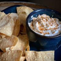 Crab Dip · Maryland style crab dip served with tortilla chips.