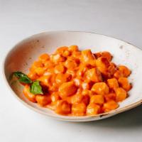 Gnocchi alla Vodka (V) · Homemade ricotta dumplings in our famous vodka sauce. Contains gluten, dairy, nightshades, a...