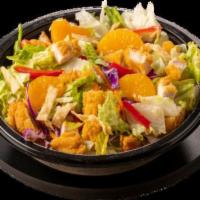 Thai Chicken Salad · Romaine Lettuce Mix, Sliced Chicken Tenders, Red Peppers, Mandarin Oranges, and Crispy Wonto...