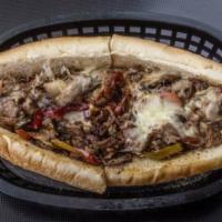 The Rocky* · Onions, Bacon, Sweet Peppers, Grilled, Mushrooms ＆ Choice of Cheese.
