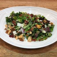 Harvest Chop · Spring Mix, Kale, Red Cabbage. Red Onions, Apples, Blue Cheese Crumbles, Pecans. Rotisserie ...