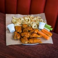 Chicken Wings · 10 wings your choice of flavor served with celery, carrots, and ranch or blue cheese.