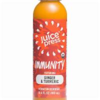 Immunity Cold Pressed Juice (16.4 oz) · A hydrating immune booster! Organic Ginger, Turmeric, Cayenne, Lemon, Black Pepper, Maple, F...