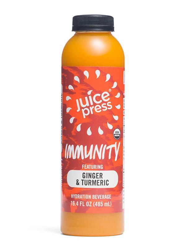 Immunity Cold Pressed Juice (16.4 oz) · A hydrating immune booster! Organic Ginger, Turmeric, Cayenne, Lemon, Black Pepper, Maple, Filtered Water