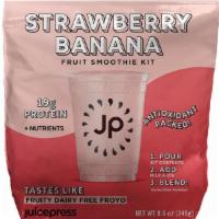 Strawberry Banana Protein Smoothie Ready to Blend (16 oz) · Frozen strawberries, frozen banana, plant protein, flax fiber, stevia. Easy to make!