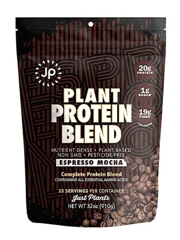 Espresso Protein Powder (11 oz) · Our signature plant protein blend with a delicious espresso mocha flavor. 20g protein, 19g fiber, only 1g sugar! Blend with water or plant milk for a quick protein shake!