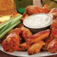 8 Piece Buffalo Wings  · Cooked wing of a chicken coated in sauce or seasoning.