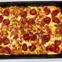 Detroit Style Pizza (Pepperoni 6 slice) · Original Buscemis six slice square deep dish. Made the Detroit way with quality mozzarella c...