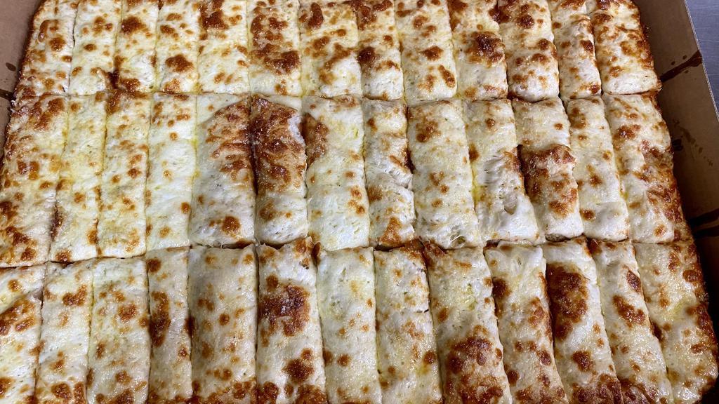 Full Tray Cheese Sticks · Our famous Buscemis cheese sticks made with quality mozzarella cheese, butter garlic, and a coating of parmesan cheese. Add additional toppings with an additional charge.