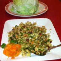 Minced Chicken Lettuce Wrap · Minced chicken with garlic, onion, hoisin sauce, soy sauce, rice wine vinegar and ginger in ...