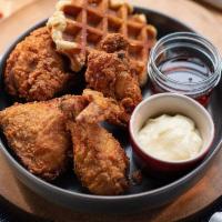 1/2 Free Range Chicken (4 Pcs) with Waffle + Syrup · 1/2 Free Range Chicken (4 pieces), coated in our secret southern batter and fried, served wi...
