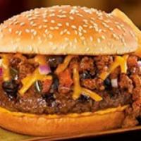 Chili Chili™ Cheeseburger Burger · You might need an extra napkin. Served open-face with a generous helping of Red’s Chili Chil...