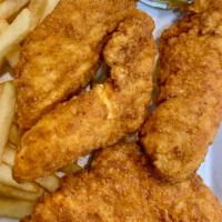 Chicken Tenders · Served with a side of honey mustard dressing.
