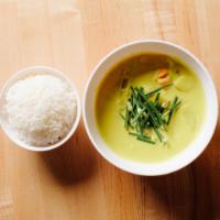 Vietnamese Vegetable Curry (VG, GF) · Daikon, carrots, young bamboo, and Japanese sweet potato cooked in aromatic coconut broth, t...
