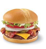 1/4 lb. Bacon Cheese Grill Burger · One 1/4 lb. 100% beef burger topped with melted cheese, thick-cut Applewood smoked bacon, thick-cut tomato, crisp chopped lettuce, pickles, onions, ketchup and mayo served on a warm toasted bun.