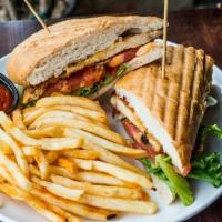 Chicken Sandwich · Grilled Chicken Fillet, mayo, lettuce, tomatoes, onions, served with fries