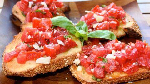 Bruschetta Toscana · Toasted bread with fresh chopped tomatoes, extra virgin olive oil, and garlic, topped with crumbled goat cheese.