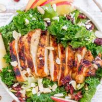 Green Apple Grilled Chicken Salad · Marinated grilled chicken breast sliced and served with green apple, mixed field greens, Gor...