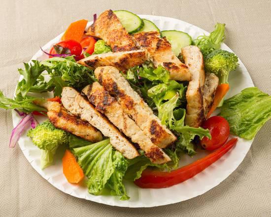 Grilled Chicken Salad · Served with drink.