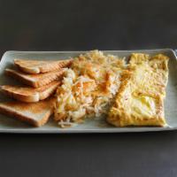 Egg & Cheese Omelette · Served with choice of American, Swiss or provolone. Served with toast & home fries.