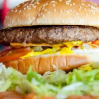 Regular Cheeseburger · Served with mayo, lettuce, onions and tomato.