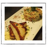 Grilled Halloumi Cheese · with couscous salad