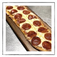 Pepperoni Flatbread · mozzarella cheese and pepperoni marinated in tomato sauce