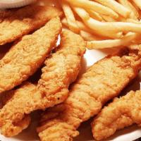 Chicken Fingers (with fries) · Served with French fries.