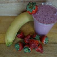 Protein Strike · 24 oz - Your choice of protein, banana, strawberries and your choice of milk.