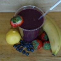 Berry Blast Smoothie · Strawberry, Blueberry, Raspberry, Banana,
Mango, Yogurt or Fresh Orange Juice