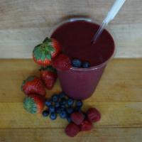 Pomegranate Berry smoothie  · 24 oz - Pomegranate juice,agave,blueberry, Raspberry, strawberry.