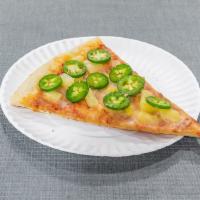 Tasty Spicy Lover Pizza Slice · Pineapple and jalapeno.