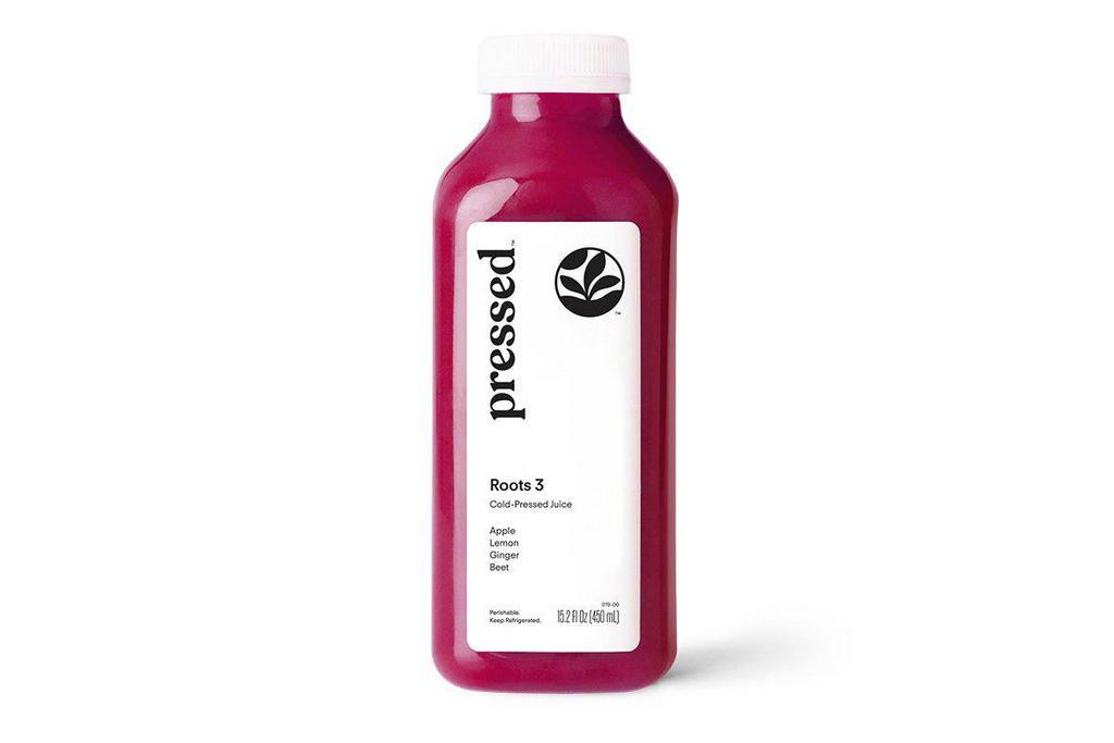 Roots with Ginger - Roots 3 · What’s in this juice? It’s a blend of apple, lemon, ginger, and beet. Feeling spicy? Try our most popular Roots juice made with the goodness of beets, the sweetness of apples, and all the spice from the ginger.