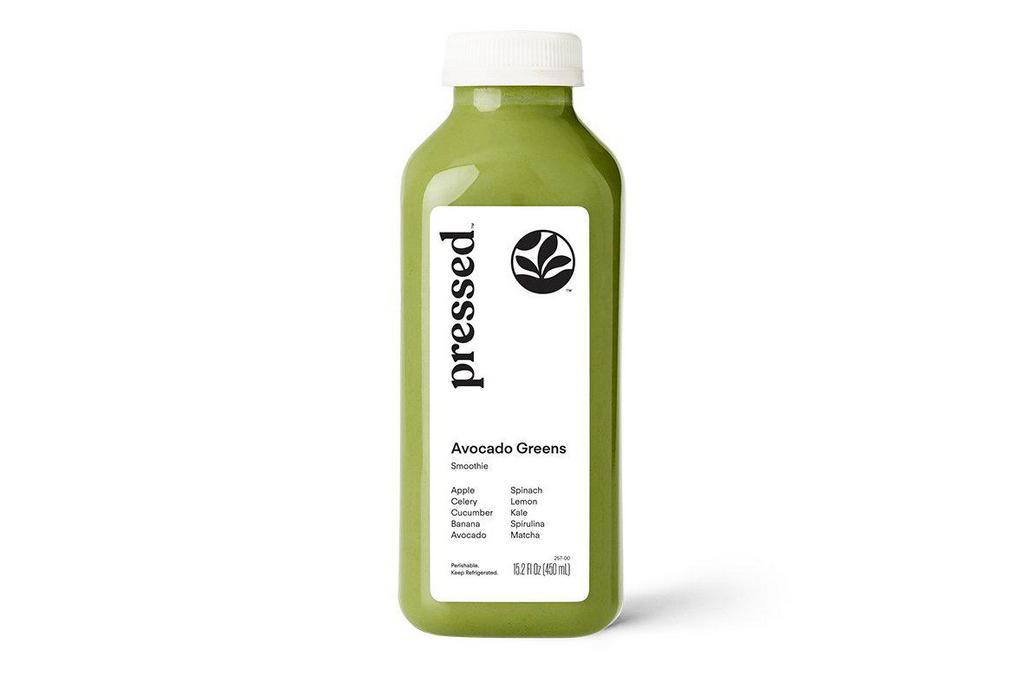 Avocado Greens · Expertly blended and ready to go, this clean and simple recipe is packed with power greens like spinach, kale, and spirulina, mixed with banana, avocado, and matcha for a creamy-smooth taste