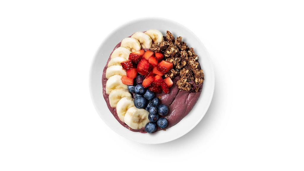 Acai Orginal Bowl · The OG acai (bowl) that started it all. Our clean take on the classic features the original mix of banana, berries, cinnamon multi-grain ＆ seed granola, and honey, made with a balanced ingredient base including acai, oat milk, coconut cream, and no refined sugars. 