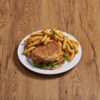 2. Cheeseburger Deluxe Platter · Served with lettuce, tomatoes and french fries.