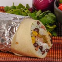Chicken Build It Burrito or Bowl · Starts with  sour cream, Pepper Jack cheese and cilantro rice. Pick beans (pinto and black),...
